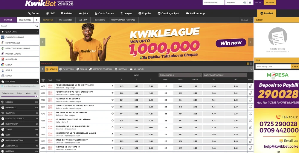 Kwikbet desktop screenshot